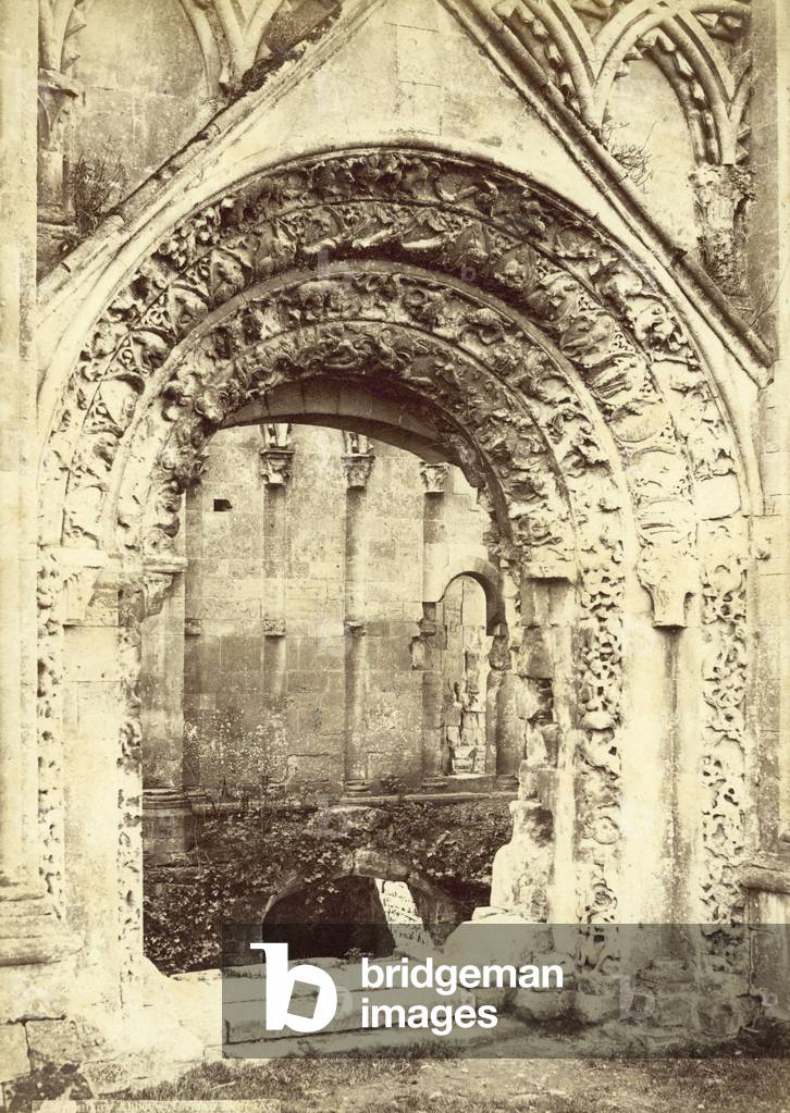 Glastonbury Abbey, Norman Doorway (b/w photo)