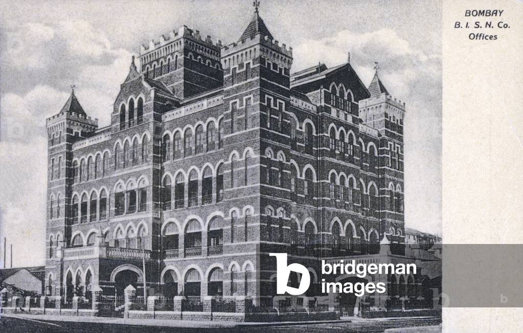 British India Steam Navigation Company offices, Bombay, India (b/w photo)