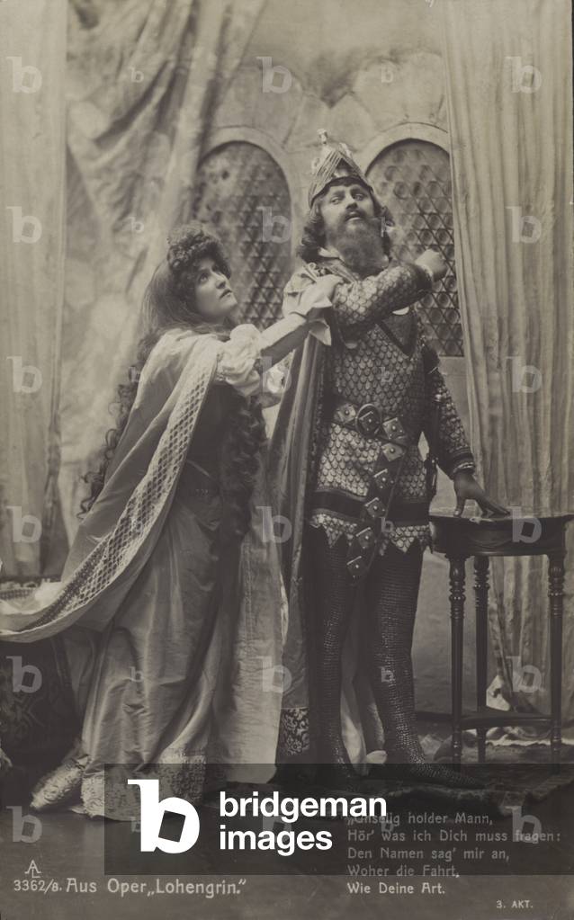 Production of Richard Wagner's opera 'Lohengrin' (b/w photo)