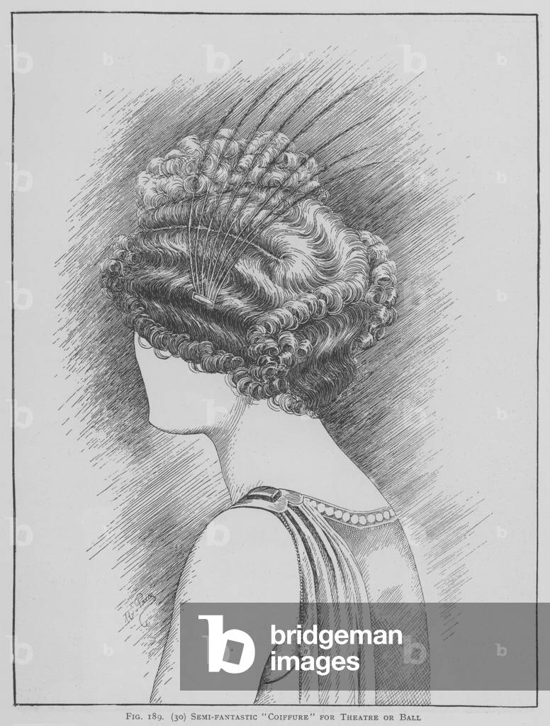 Semi-fantastic Coiffure for theatre or ball (litho)