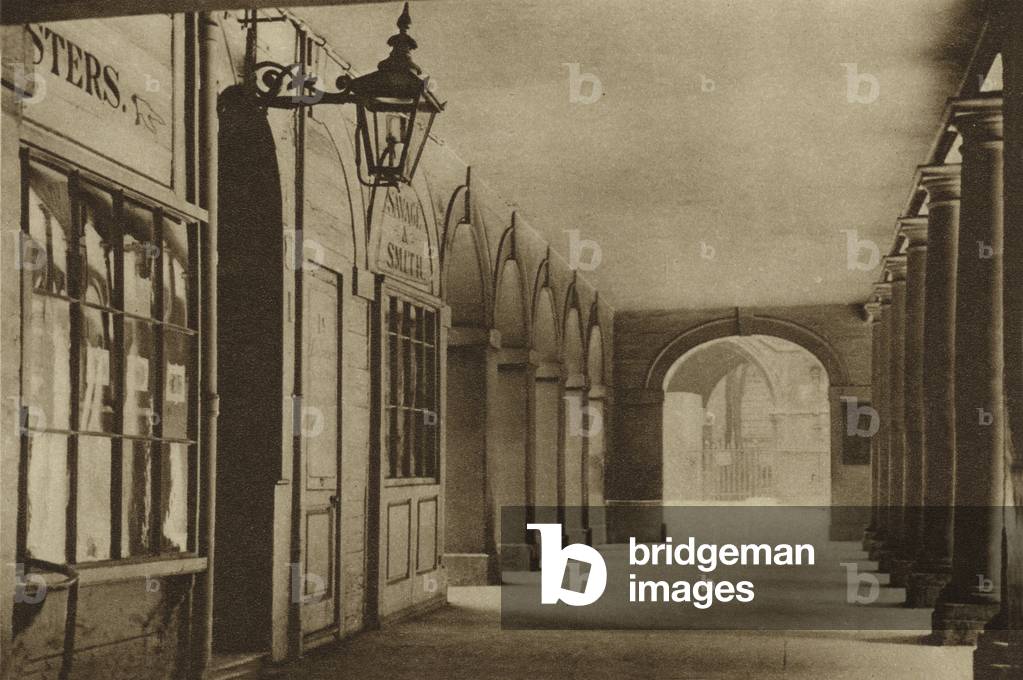 Shop in the cloisters of Middle Temple Lane (b/w photo)