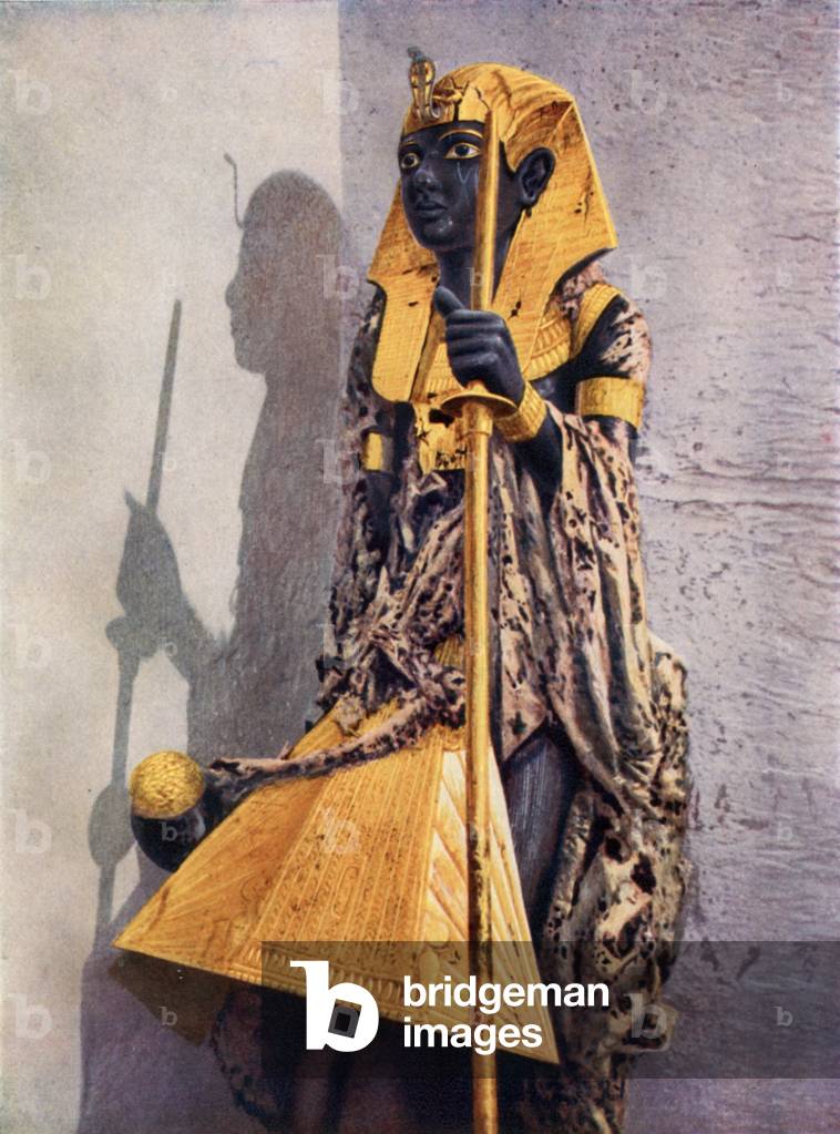 Portrait Statue of the Calm eyed Tutankhamen (colour litho)