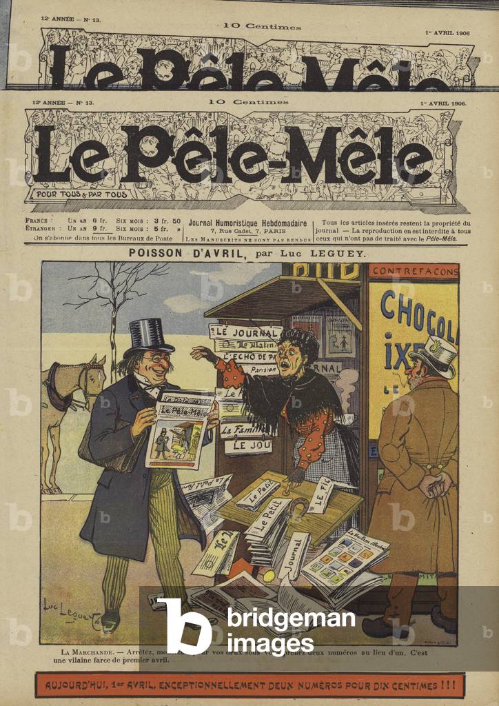 Poisson d'Avril. Illustration for Le Pele-Mele, 1906 (colour litho)