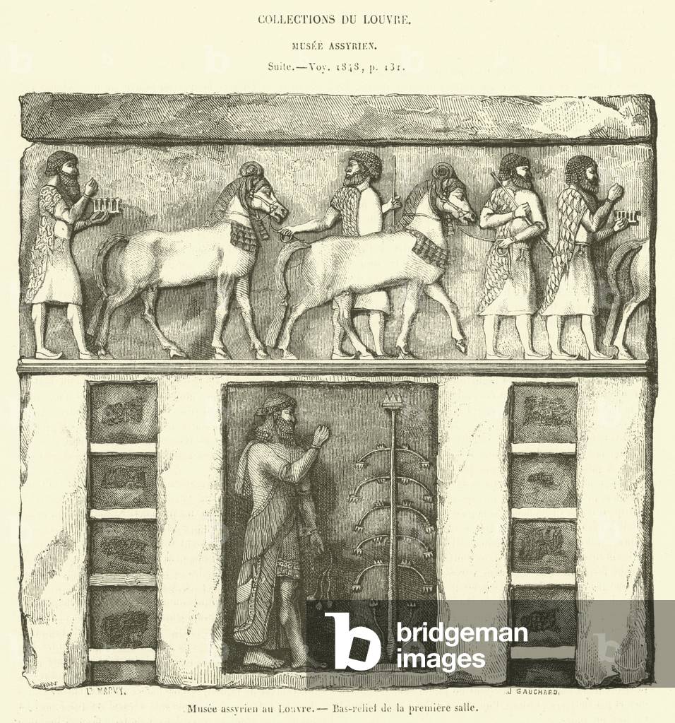 Musee assyrien au Louvre, Bas-relief de la premiere salle (engraving)