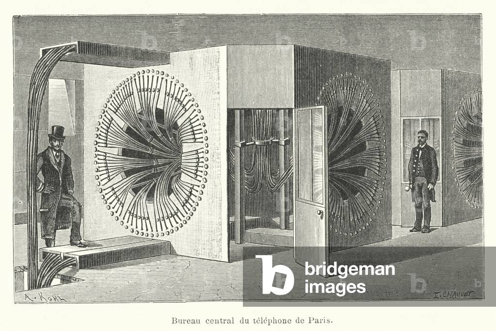 Bureau central du telephone de Paris (engraving)