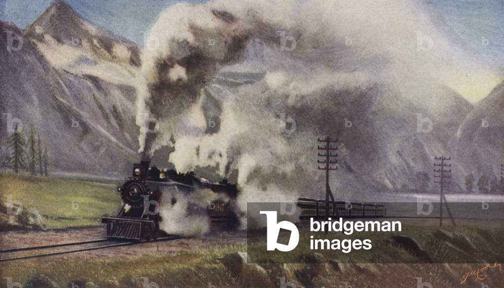 From the Atlantic to the Pacific, the Imperial Limited Express crossing the Rocky Mountains  (colour litho)