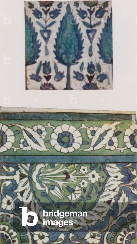 Syrian Tile, of the XVIIIth century, from a Damascus Mosque, Syrian Tile, XVIth or XVIIth century, from a Damascus Mosque (colour litho)