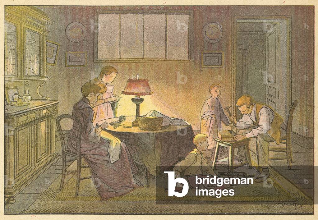 Le raccommodage (colour litho)