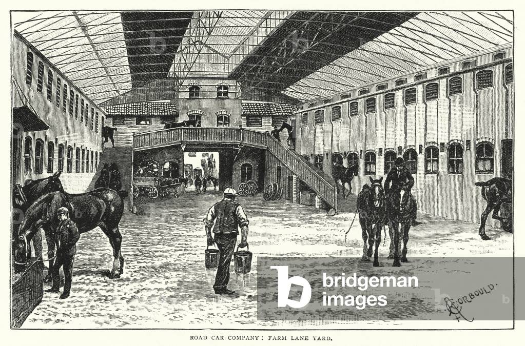 Road Car Company, Farm Lane Yard (engraving)