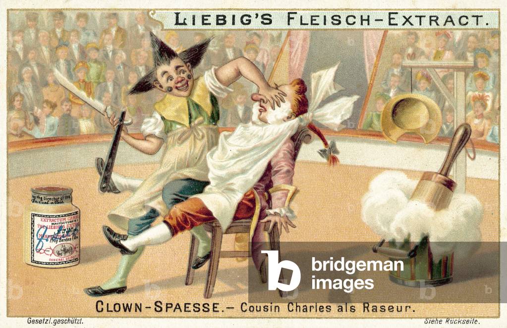 Cousin Charles as a barber (chromolitho)