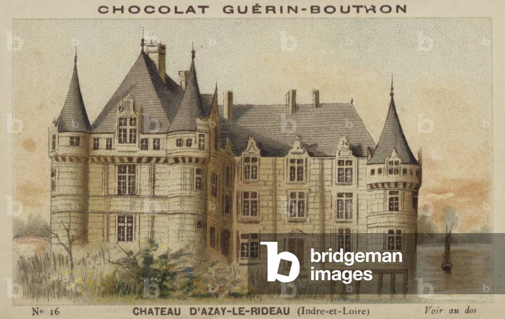 Chateau de d'Azay-le-Rideau, Indre-et-Loire (chromolitho)