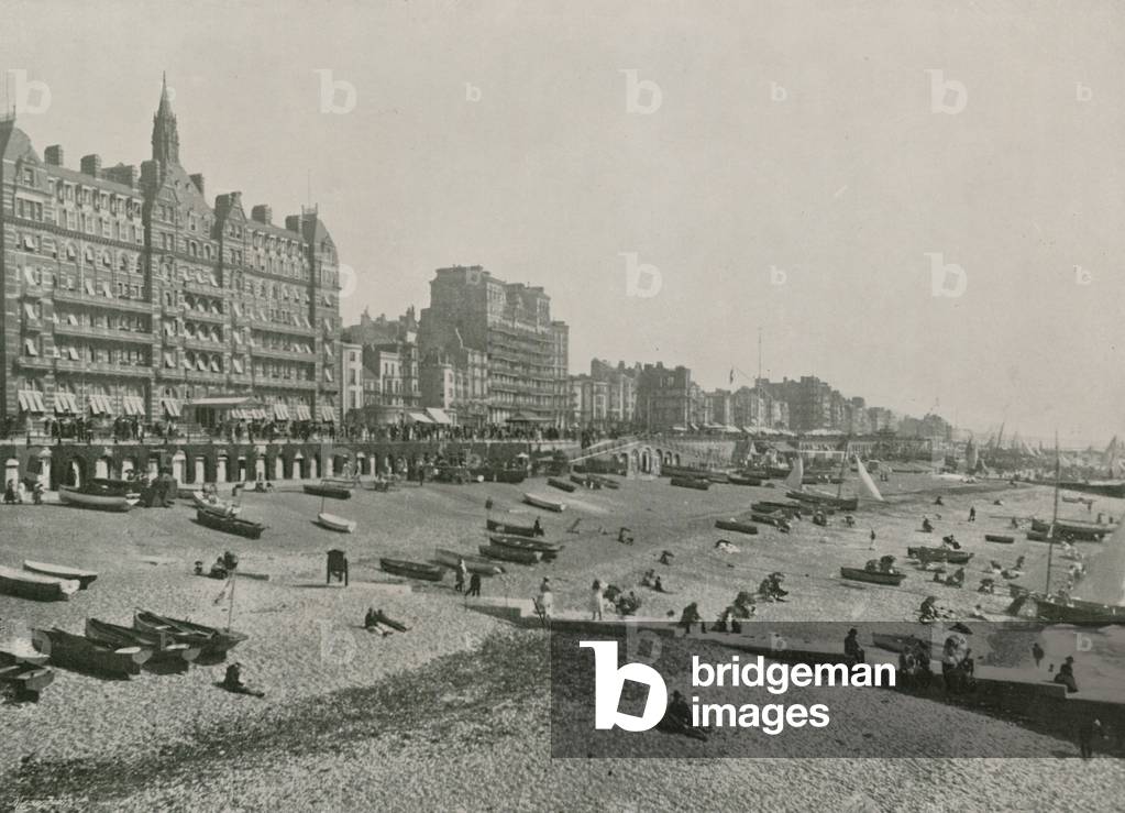 Brighton, the Hotel Metropole and Beach (b/w photo)