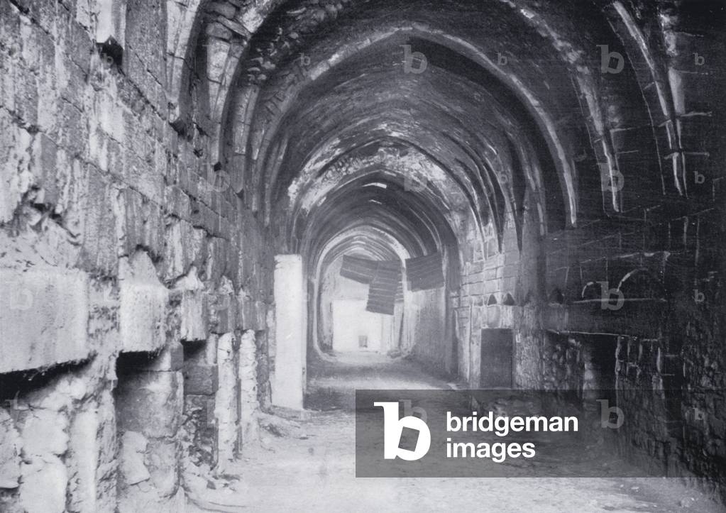 Gallery leading to the Cotton Gate, Bab el-Kattanin (b/w photo)