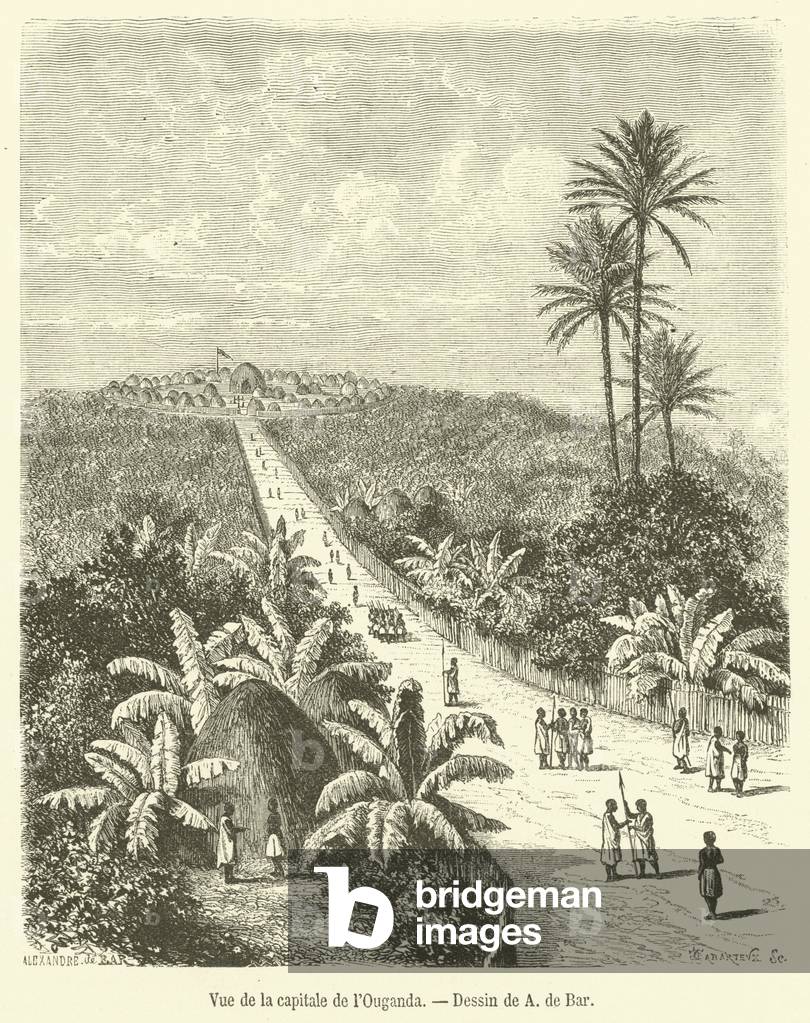 Vue de la capitale de l'Ouganda (engraving)