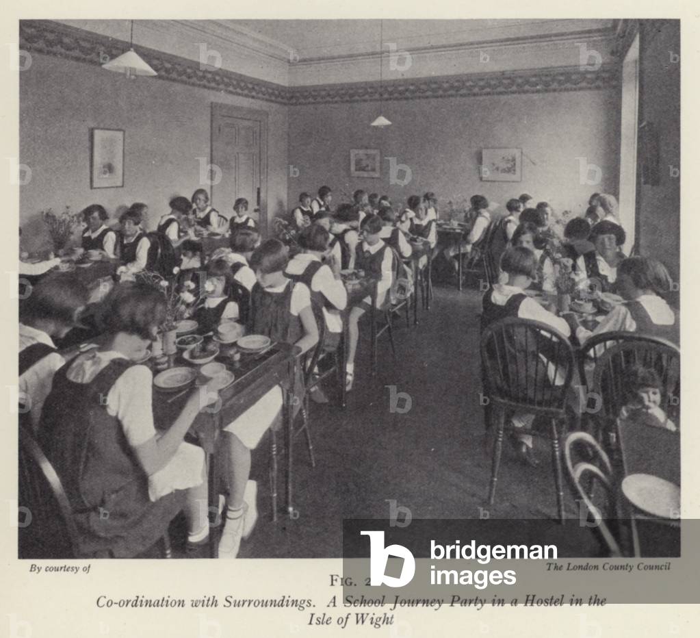 Co-ordination with Surroundings, A School Journey Party in a Hostel in the Isle of Wight (b/w photo)
