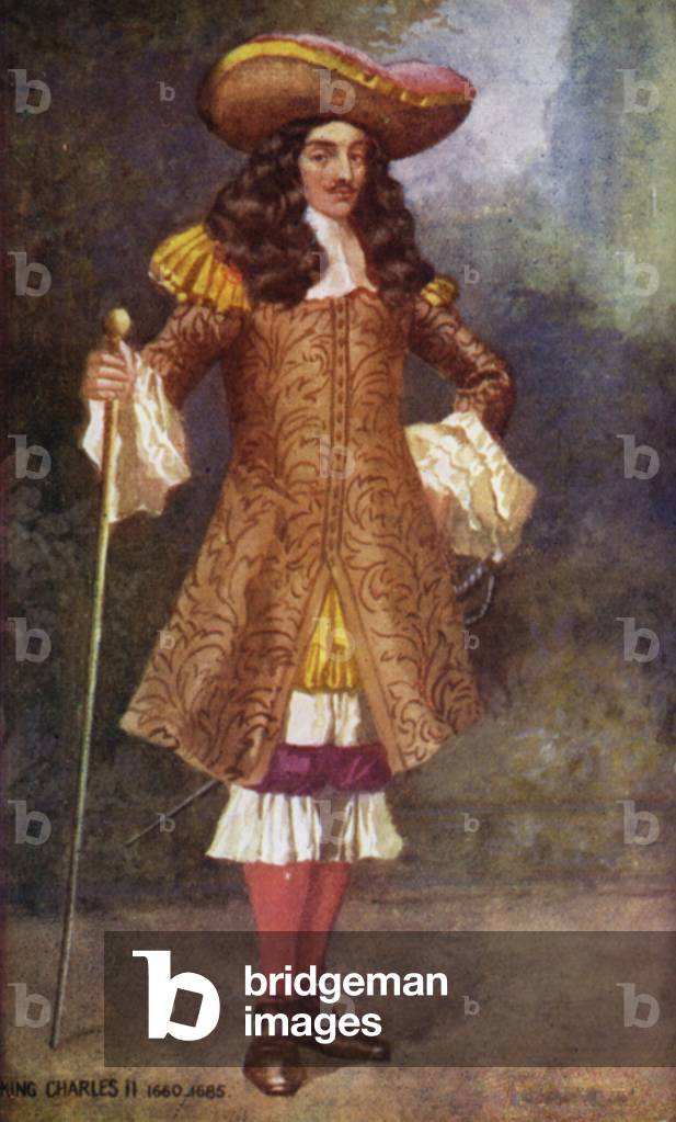 King Charles II (colour litho)