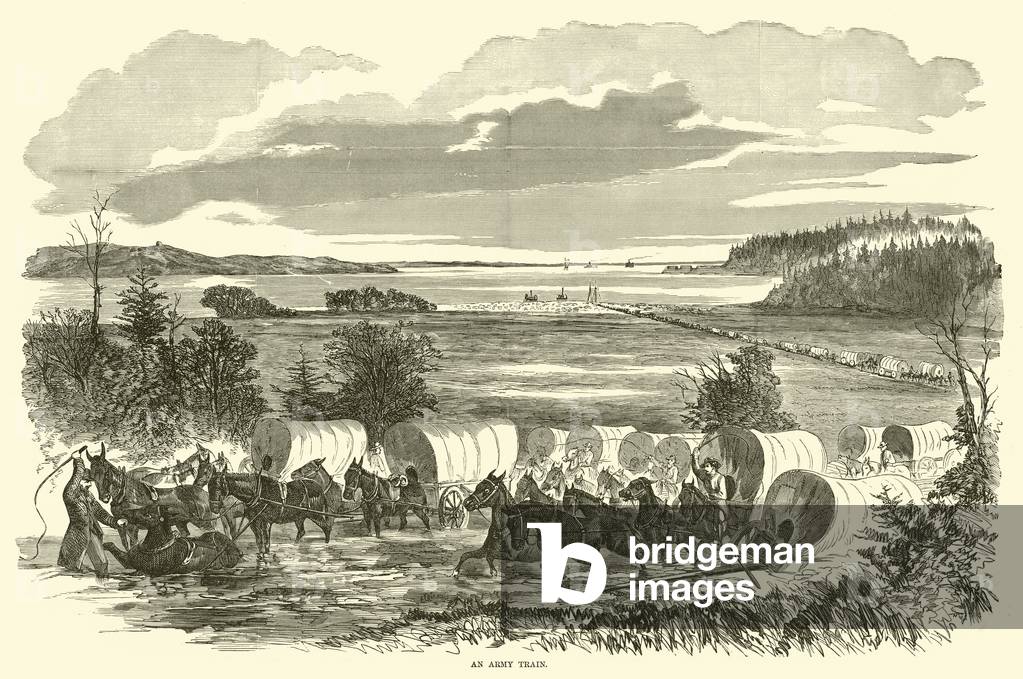 An army train, November 1862 (engraving)