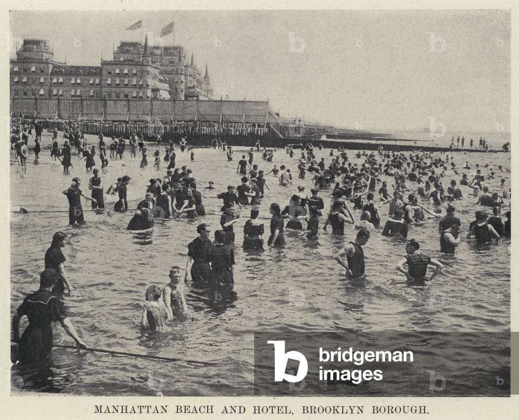 Manhattan Beach and Hotel, Brooklyn Borough (b/w photo)