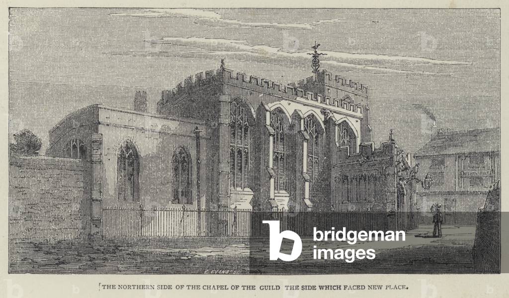 The Northern Side of the Chapel of the Guild the Side which faced New Place (engraving)