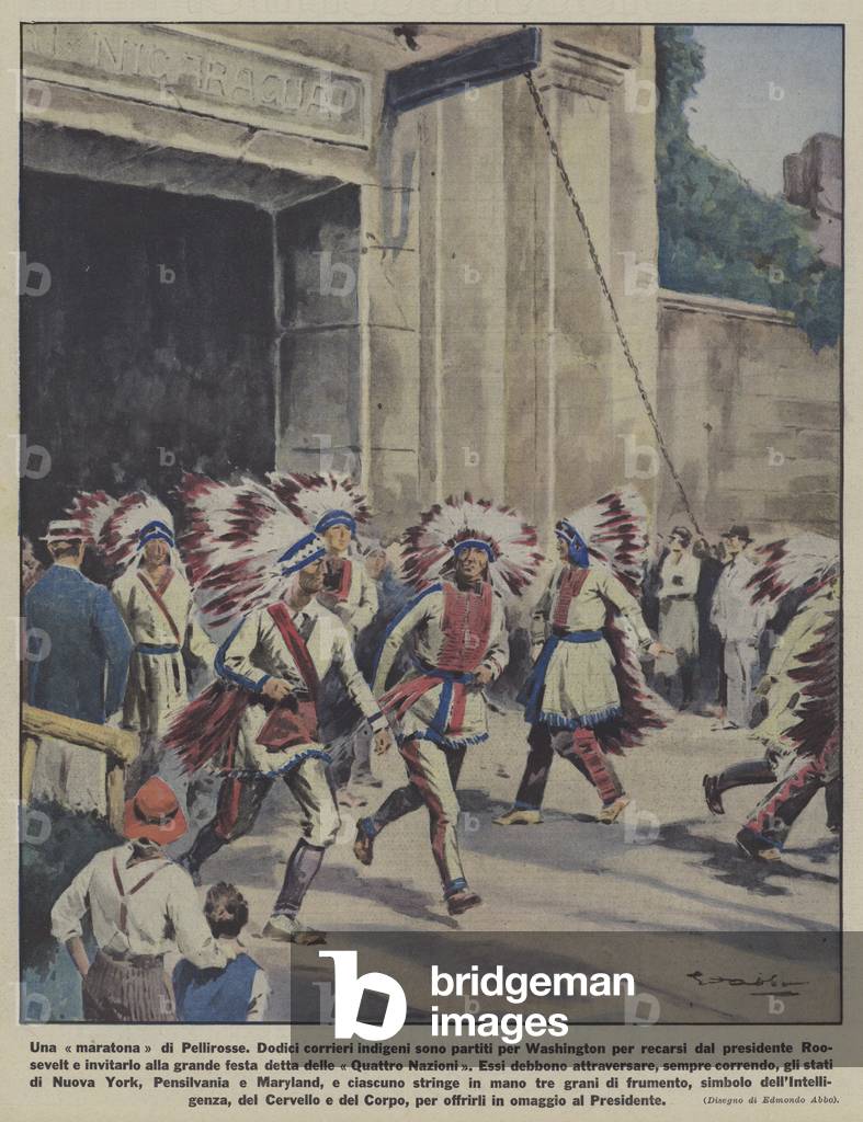 A marathon of American indians (colour litho)