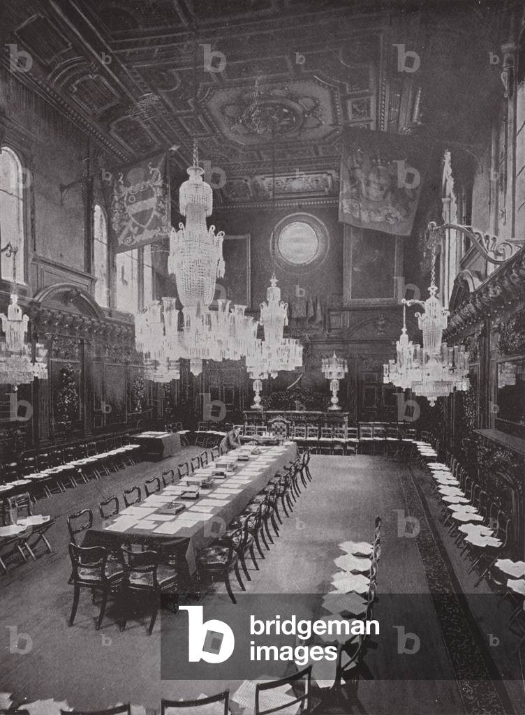 Mercers' Hall, prepared for a Livery Meeting (b/w photo)