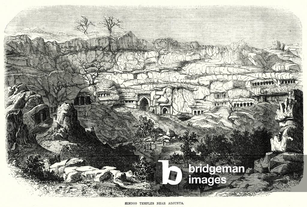 Hindoo Temples near Adjunta (engraving)