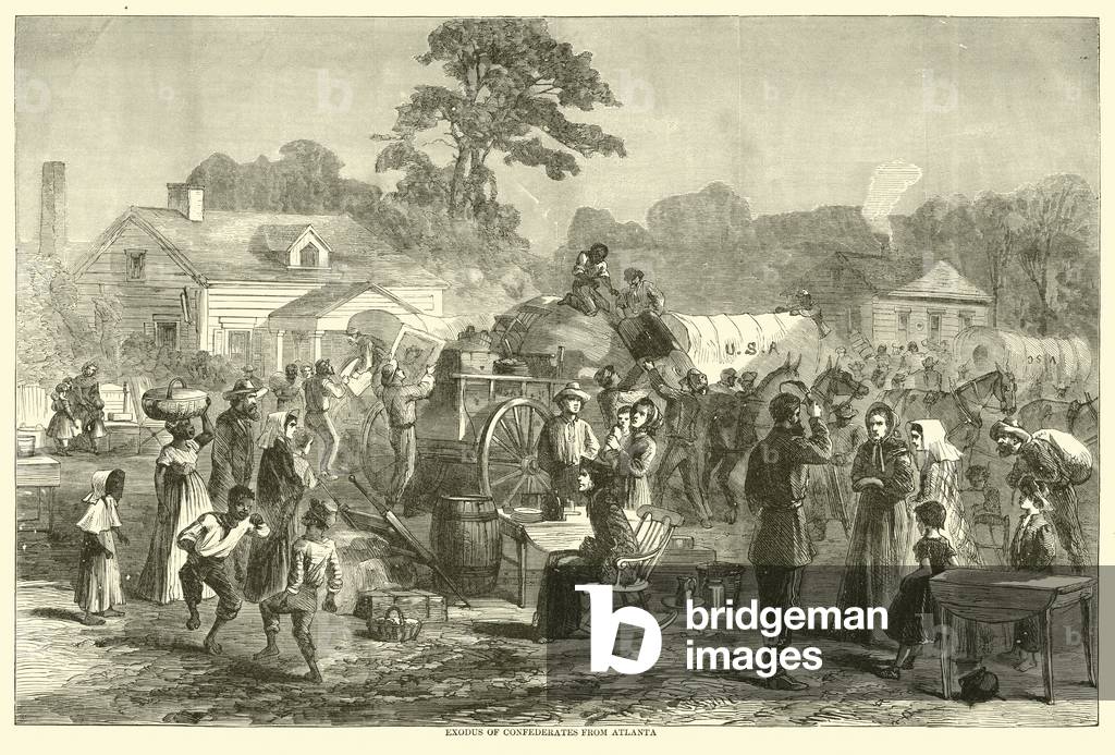 Exodus of Confederates from Atlanta, September 1864 (engraving)