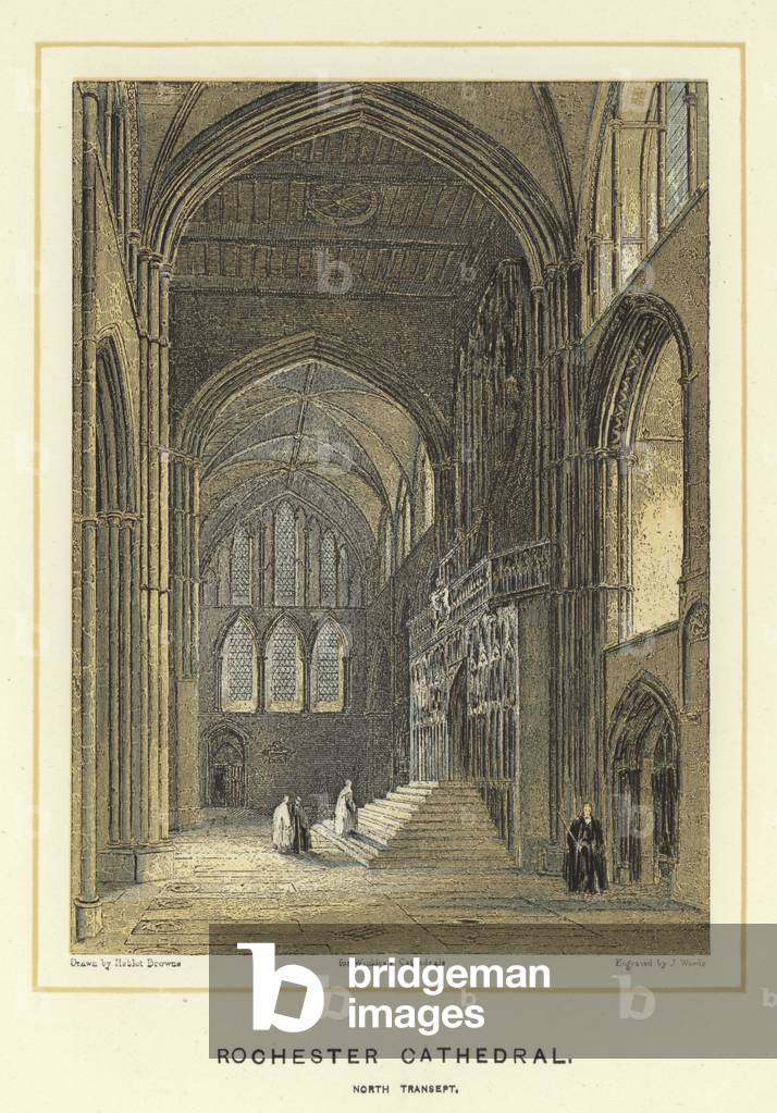 Rochester Cathedral, north transept (colour litho)