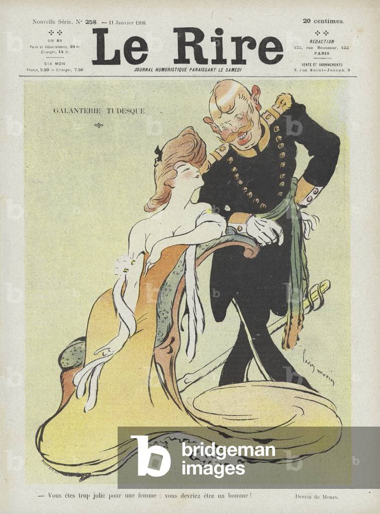 Teutonic gallantry. Illustration for Le Rire (colour litho)