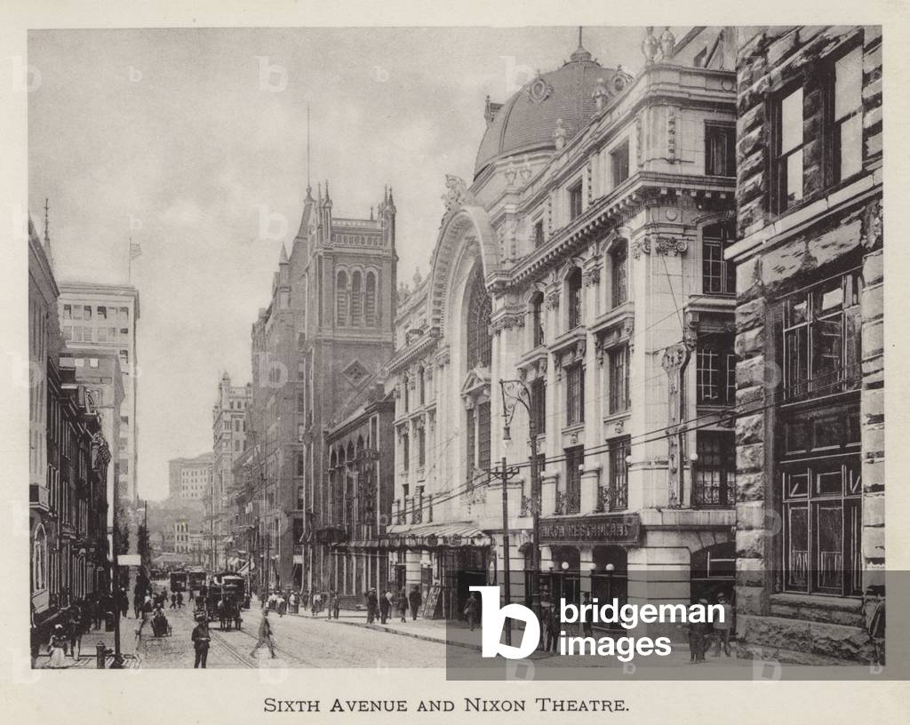 Pittsburgh: Sixth Avenue and Nixon Theatre (b/w photo)