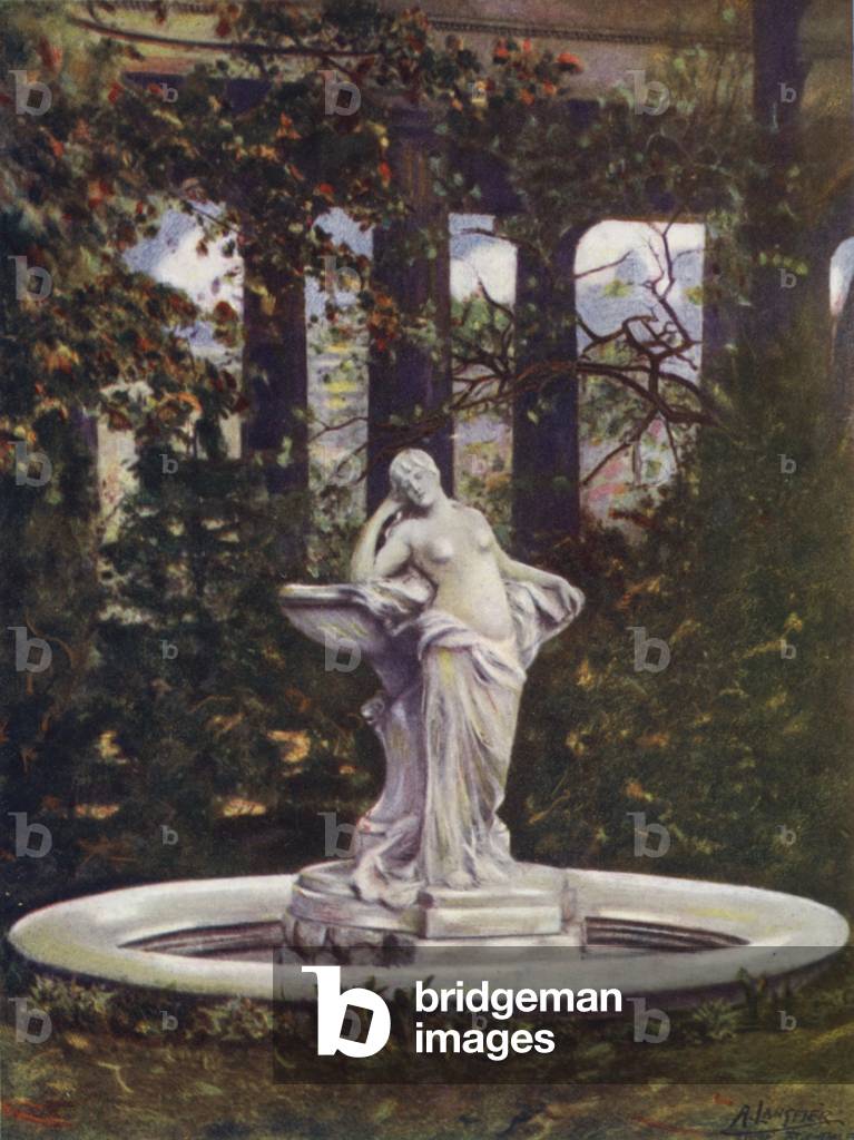 A Beautiful Fountain in Berlin (colour litho)