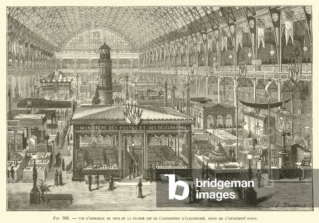 Vue D'Ensemble De Jour De La Grande Nef De L'Exposition D'Electricite, Prise De L'Extremite Ouest (engraving)