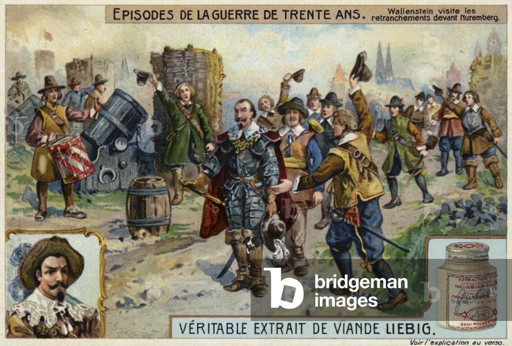 Wallenstein visiting the entrenchments before Nuremberg, 1632 (chromolitho)
