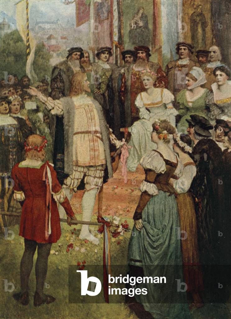 Walter began his song (colour litho)