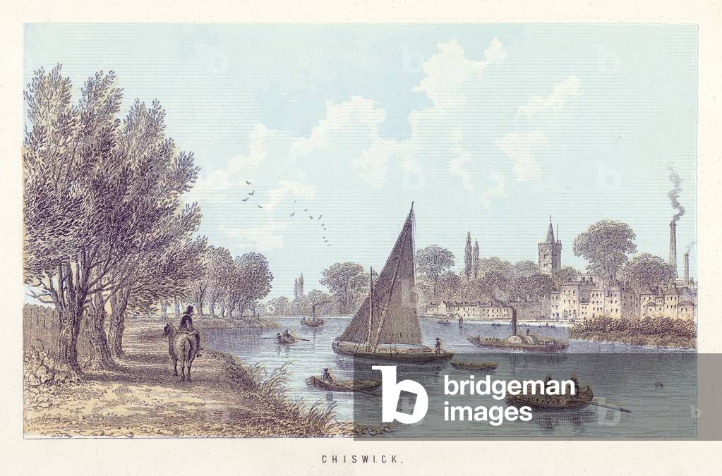 River Thames: Chiswick (coloured engraving)