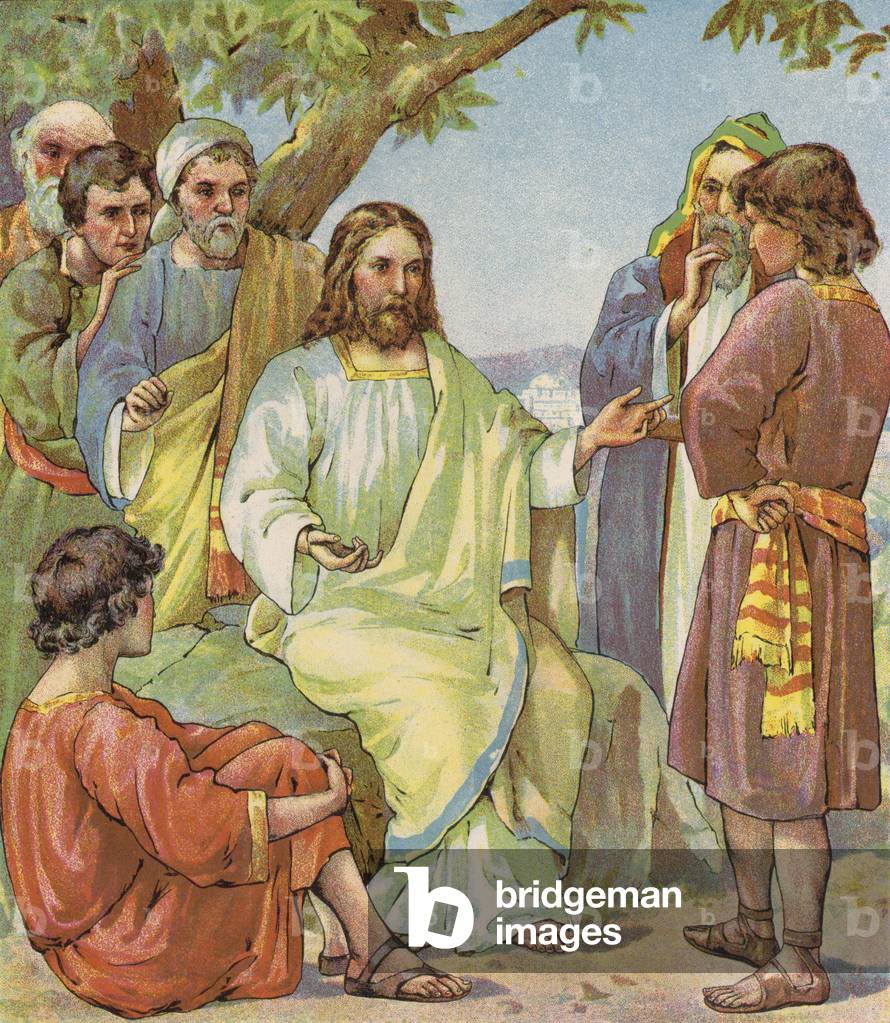Jesus and his Disciples (colour litho)
