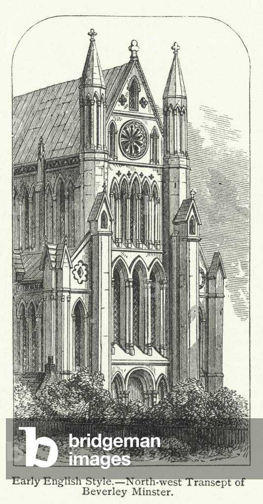 Early English Style, North-west Transept of Beverley Minster (engraving)