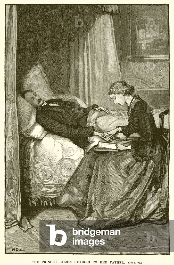 The Princess Alice Reading to her Father (engraving)