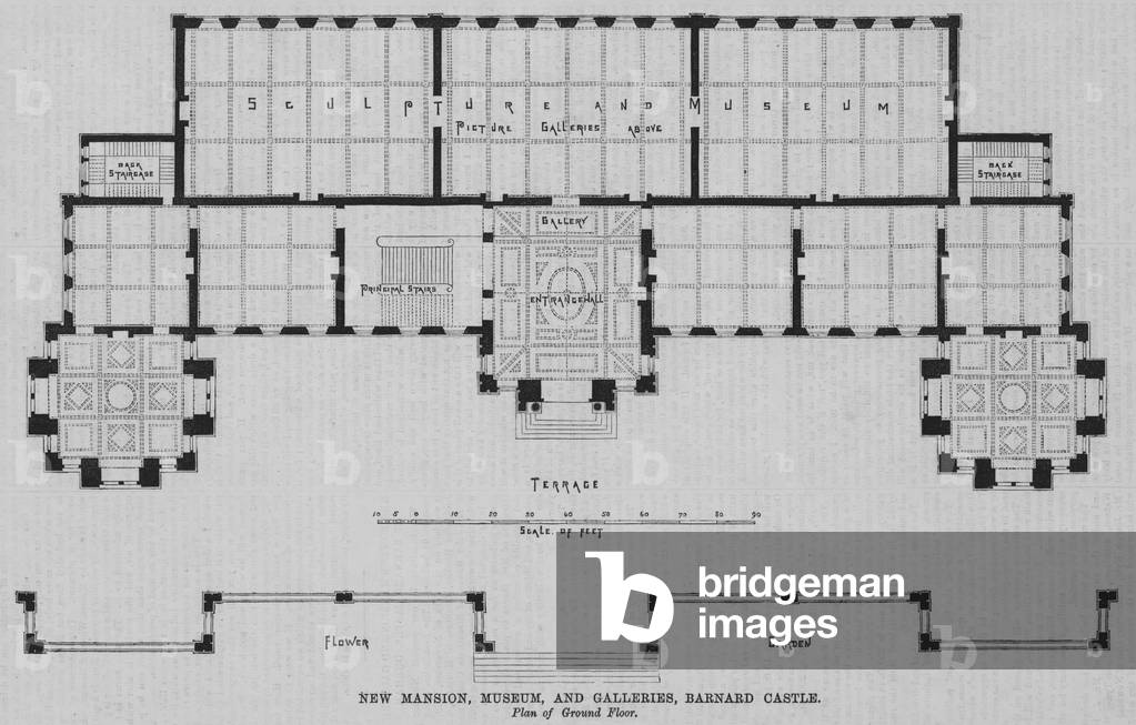 New Mansion, Museum, and Galleries, Barnard Castle (engraving)