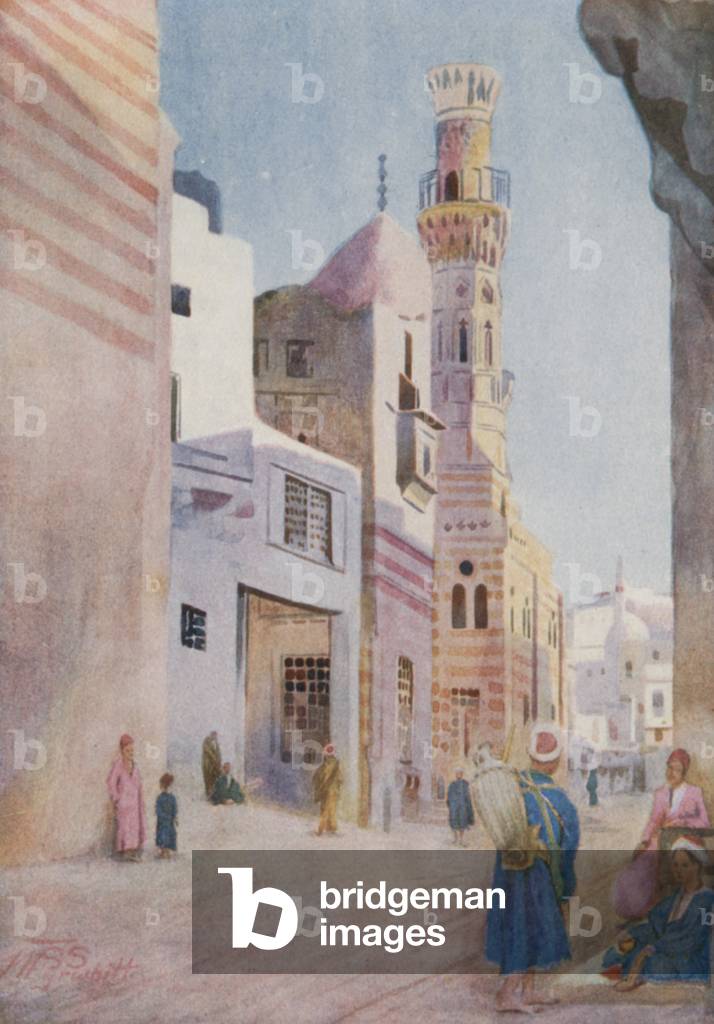 Mosques in the Sharia Bab-el-Wazir, Cairo (colour litho)