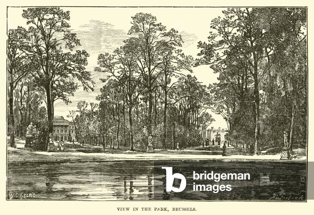 View in the park, Brussels (engraving)