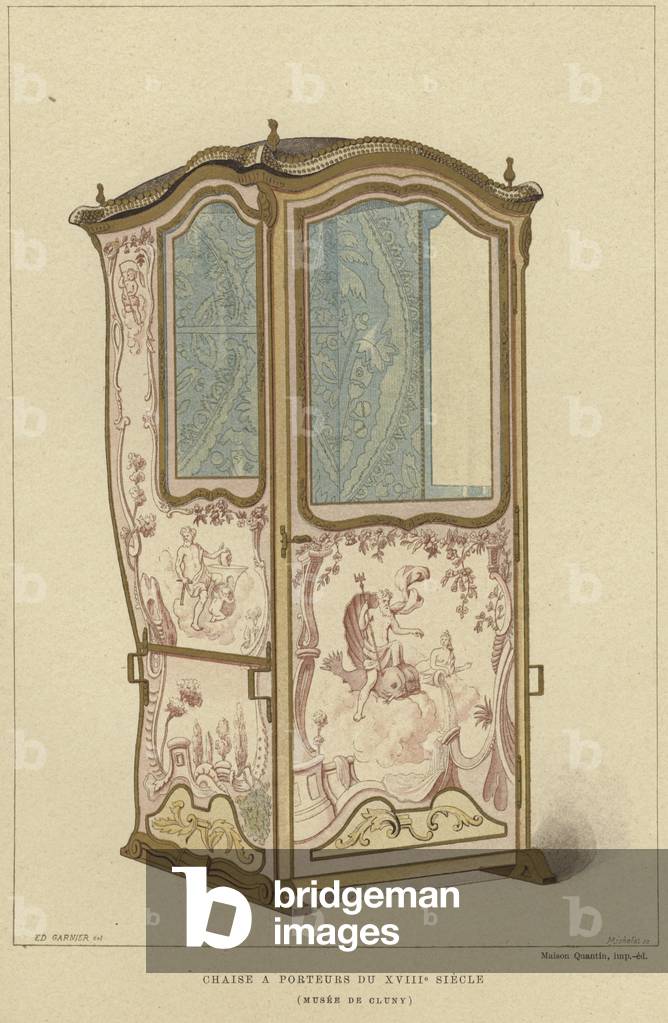 Sedan chair, 18th Century (colour litho)