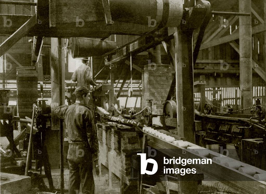 Canning Salmon in Canada (b/w photo)
