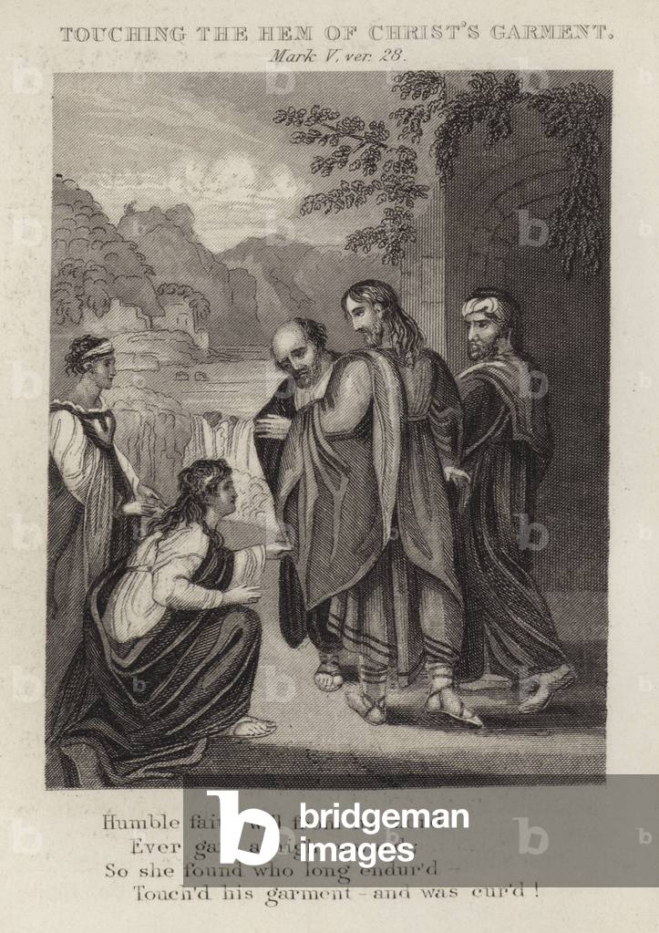 Touching the hem of Christ's garment, Mark V, ver 28 (engraving)