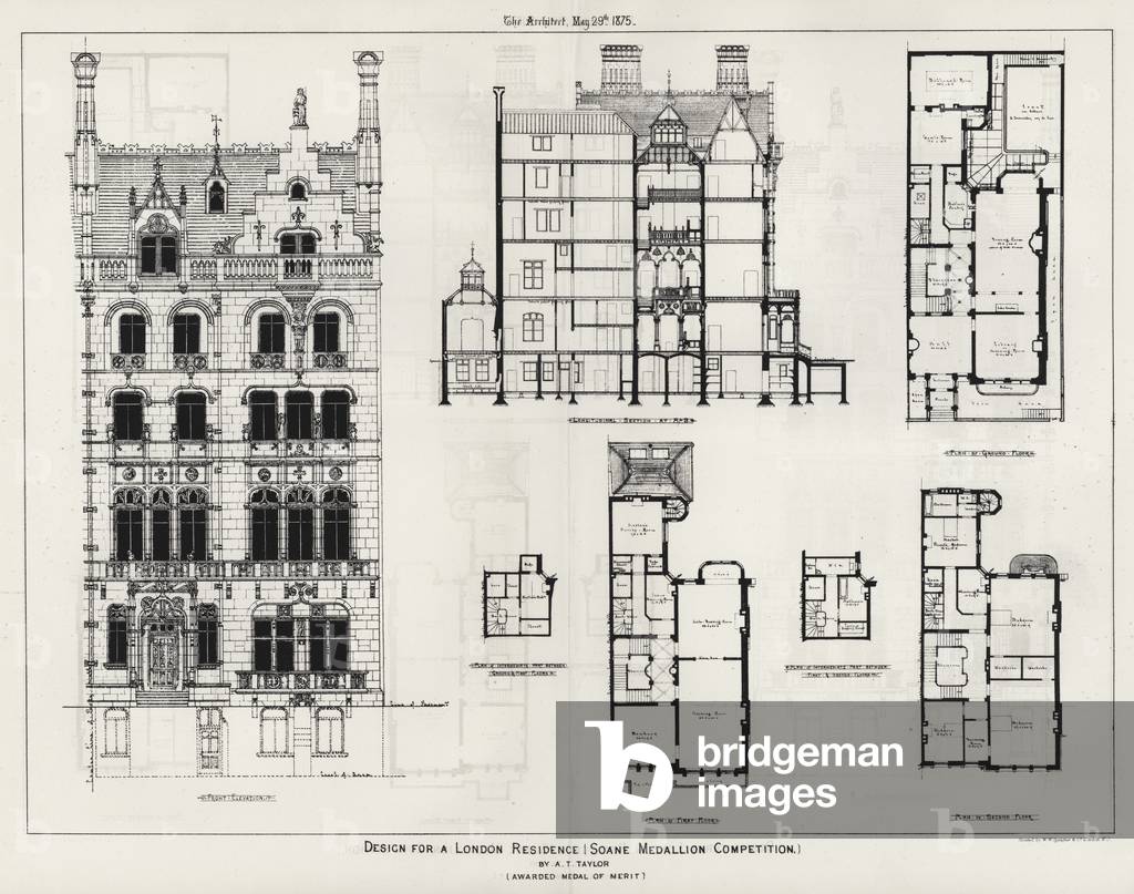 Design for a London Residence, Soane Medallion Competition (engraving)