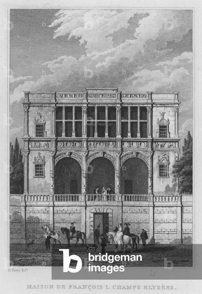 Paris, Maison De Francois I, Champs Elysees (engraving)