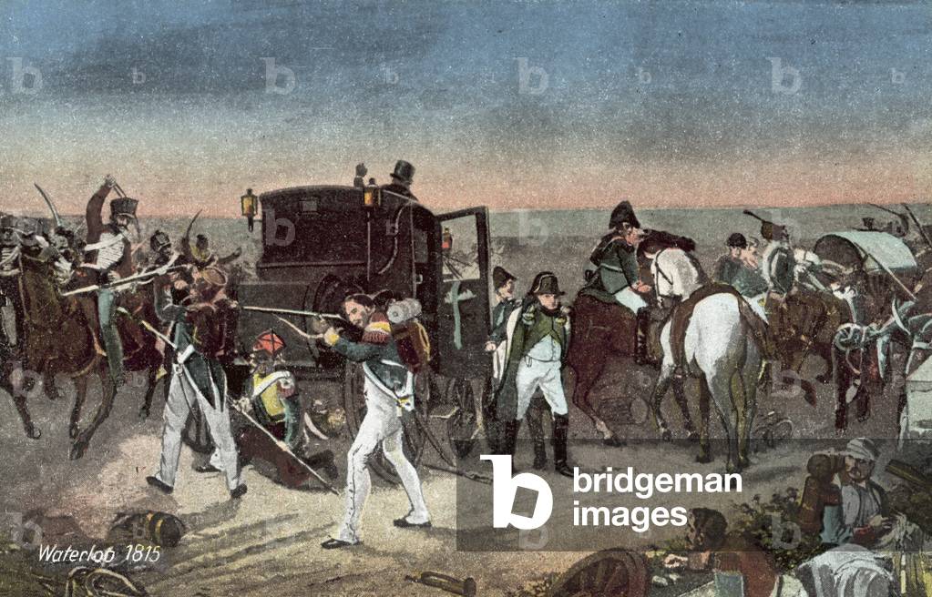 Waterloo 1815, The capture of the carriage of Napoleon (colour litho)