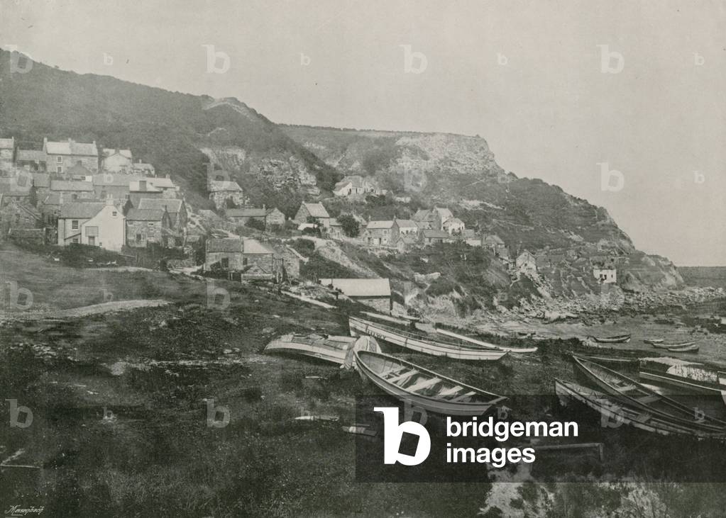 Runswick, the Village on the Cliffs (b/w photo)