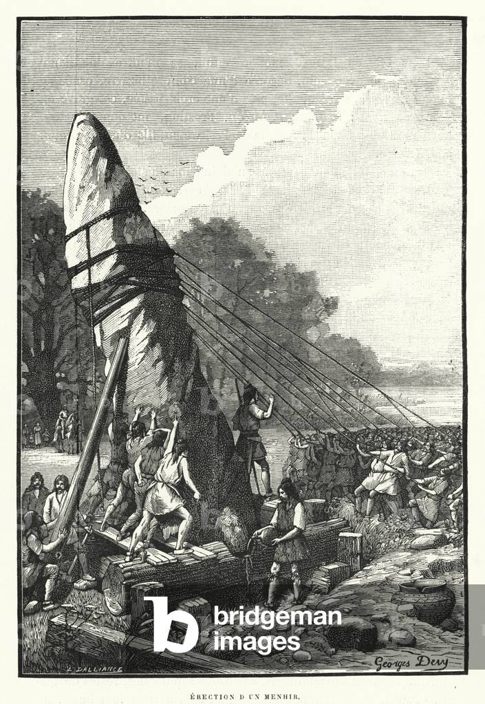 Erection D'Un Menhir (engraving)