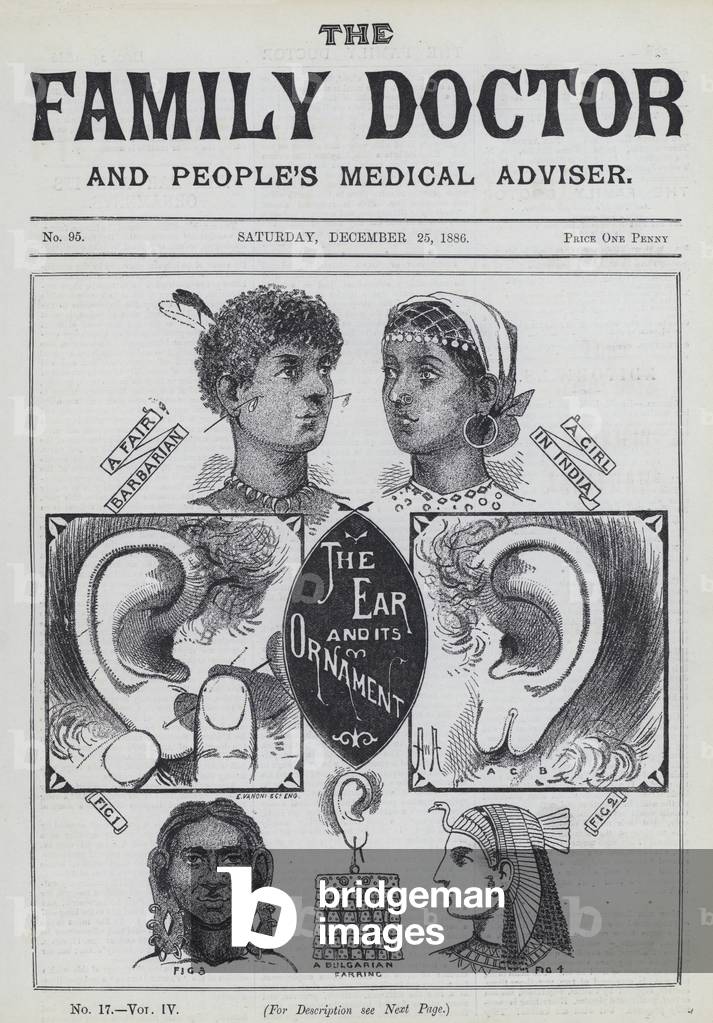 The ear and its ornament (engraving)